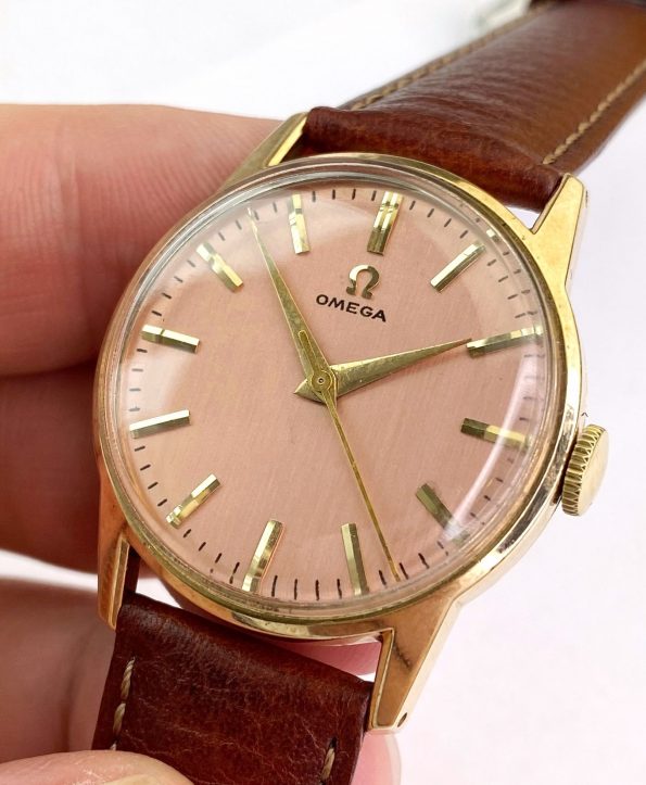 Omega Restauriertes Rosa Pink Zifferblatt Vintage Vollgold