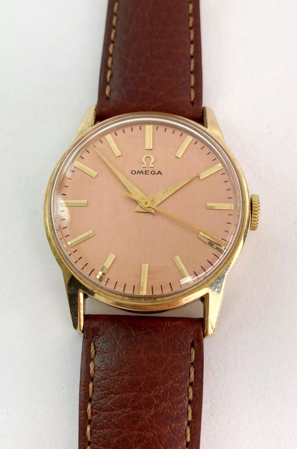 Omega Restauriertes Rosa Pink Zifferblatt Vintage Vollgold