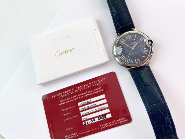 Cartier Ballon Bleu Blaues Zifferblatt Automatik ref 3765 Original Papiere