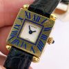 Cartier Obus Vollgold Damen Quartz ref A101 Blau Emailliert SELTEN