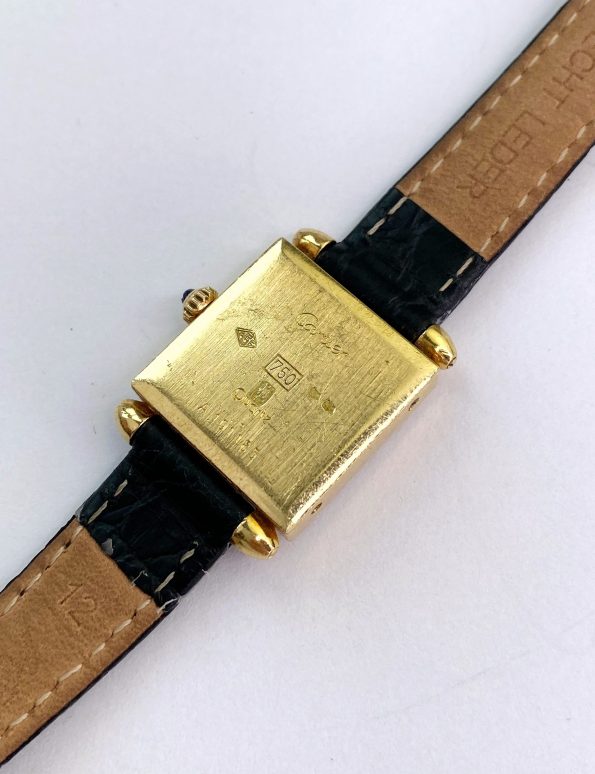 Cartier Obus Vollgold Damen Quartz ref A101 Blau Emailliert SELTEN