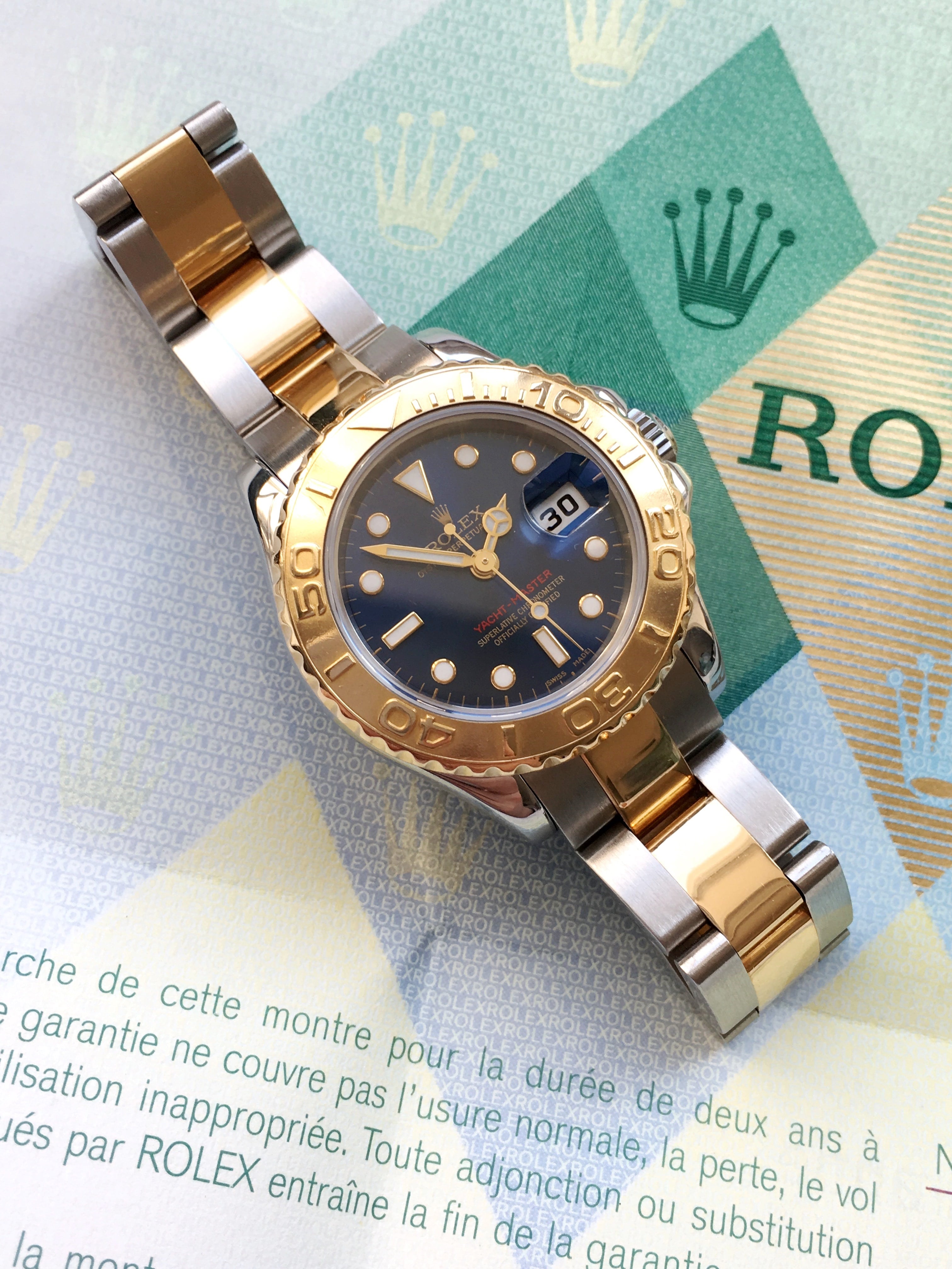 Great Rolex Yachtmaster Lady 29mm Steel Gold Full Set Vintage Portfolio