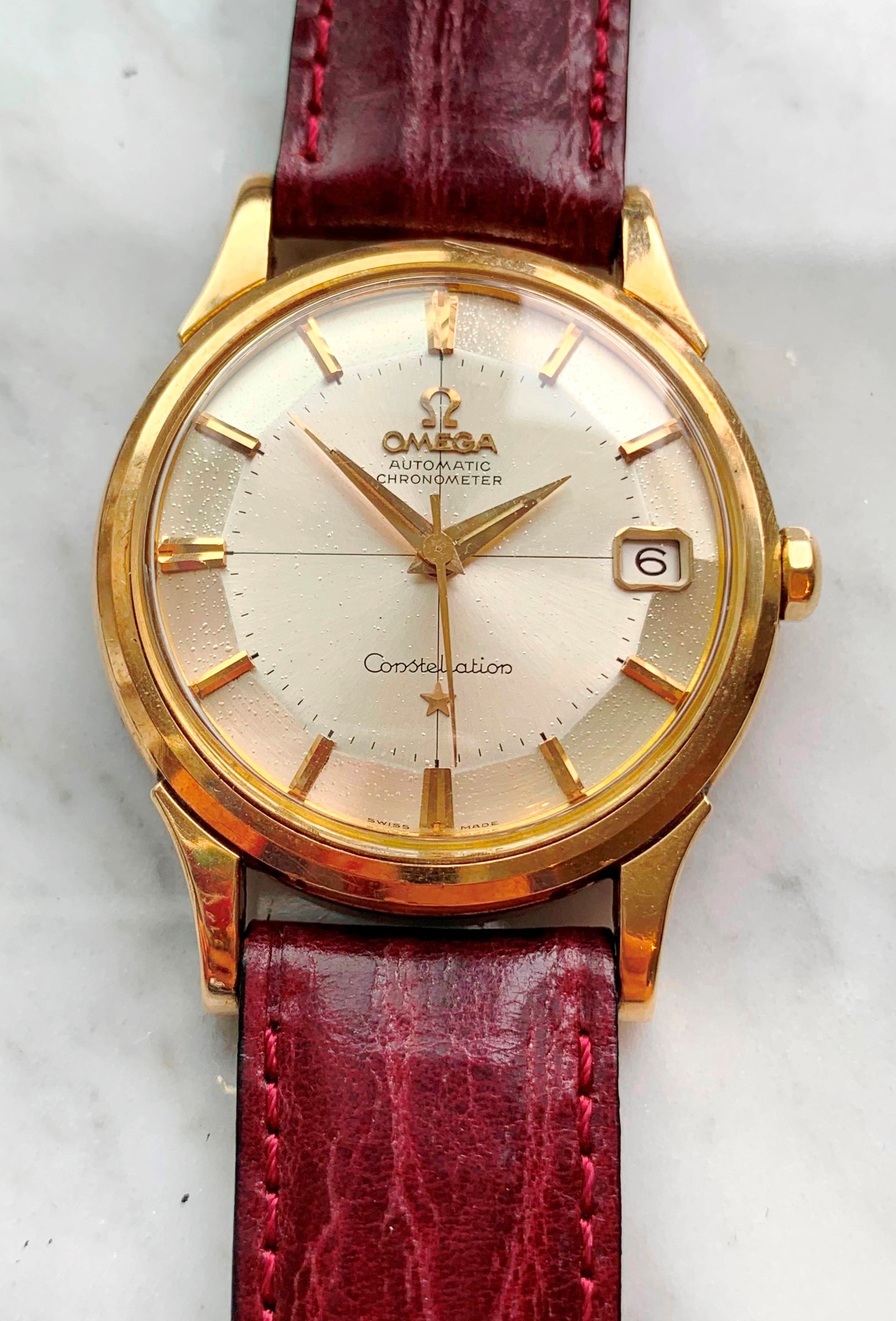 Unrestored Vintage Omega Constellation Pie Pan Solid Gold