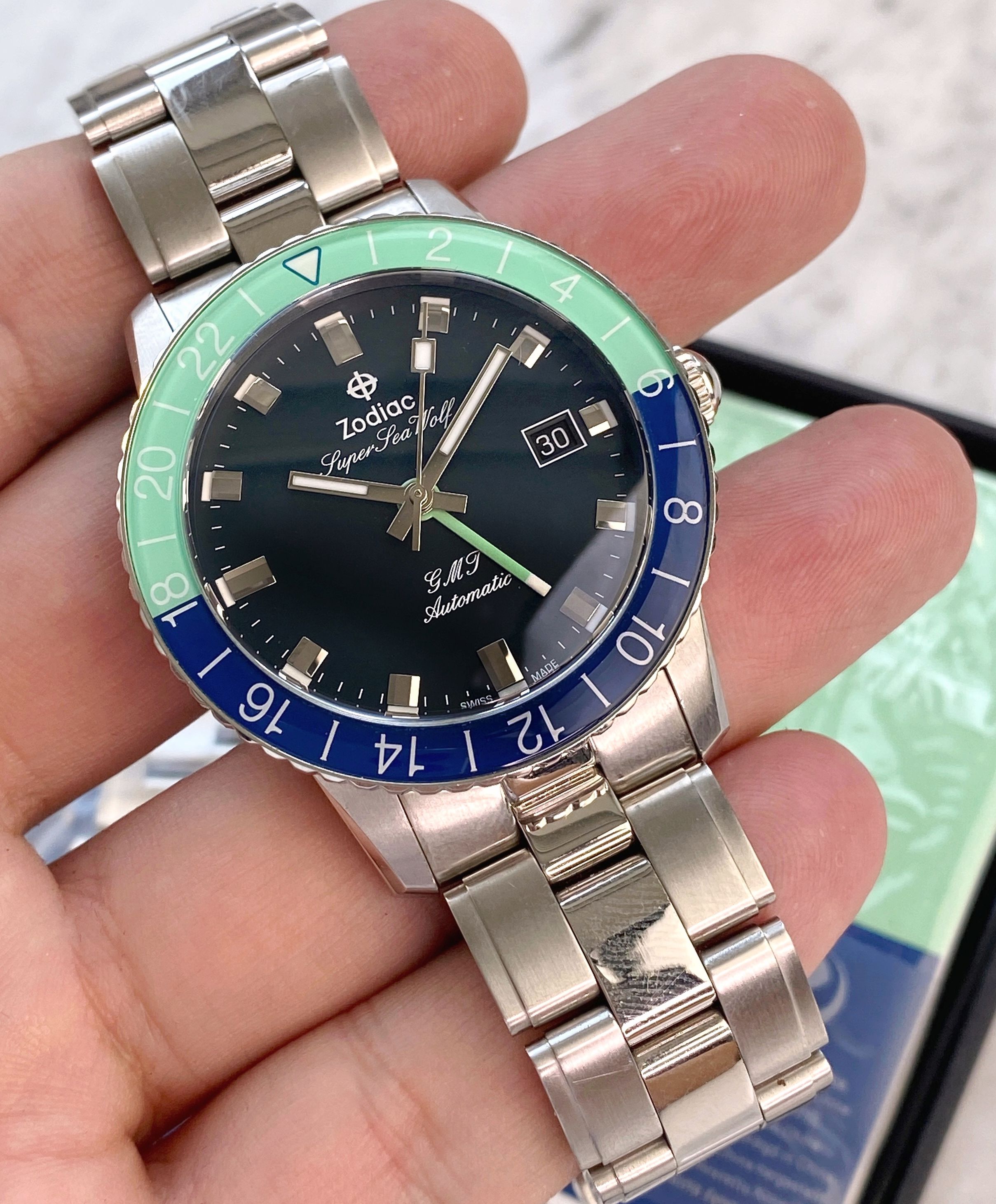 Tiffany Bezeled Zodiac Super Sea Wolf GMT Limited Edition for