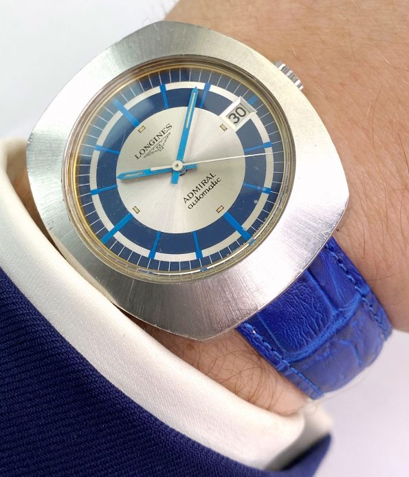 Longines Vintage Admiral Blue Sector Dial 70ties Automatic Oversize Jumbo